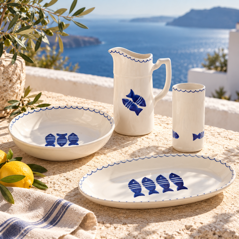 Luhpar Santorini tableware collection styled with real Luhpar pieces