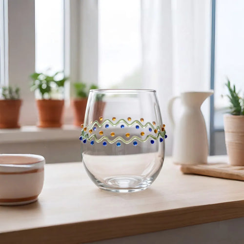 007-7 Luhpar Glass Cup 320ml Decorative Pattern Tumbler