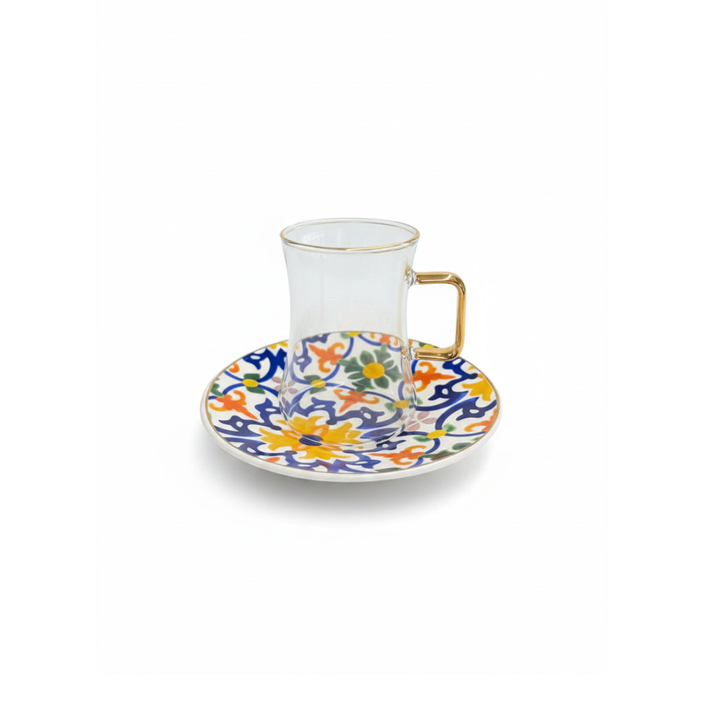 D24130D 105 ml Tea Glass Cup & Saucer Set