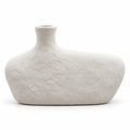 Off-white textured asymmetric pebble decor vase, full front view