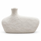 Off-white textured asymmetric pebble decor vase, full front view