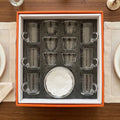 1012B42TK Glassware Set 18 Pieces Tea Cups & Saucers Clear Design