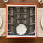 1012B42TK Glassware Set 18 Pieces Tea Cups & Saucers Clear Design
