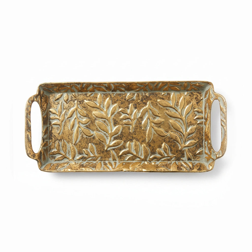 A419-13 Gold Metal Decorative Tray with Handles (Small / Medium)