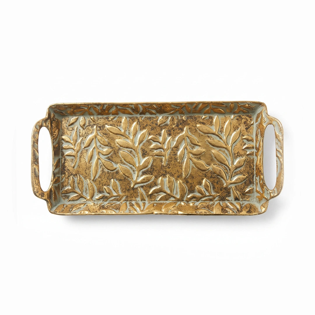 A419-13 Gold Metal Decorative Tray with Handles (Small / Medium)
