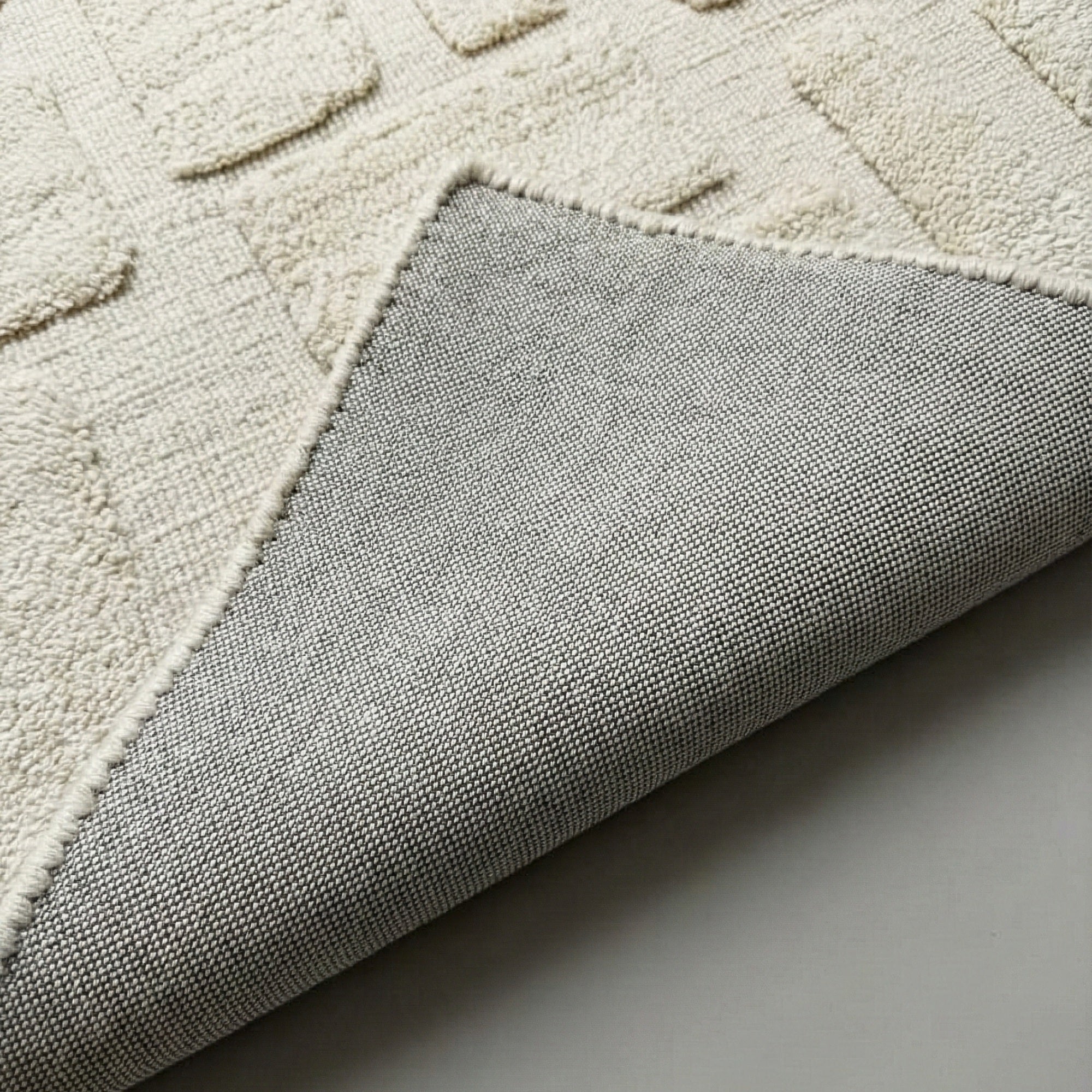 سجادة صوفية منسوجة يدويًا من PHCR0019 - سجادة هندسية كريمية الملمس، 200×300 سم