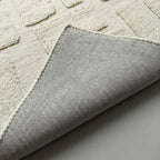 سجادة صوفية منسوجة يدويًا من PHCR0019 - سجادة هندسية كريمية الملمس، 180×230 سم