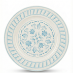 Decorative plate with blue floral patterns on a white background