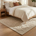 سجادة صوفية منسوجة يدويًا من PHCR0019 - سجادة هندسية كريمية الملمس، 180×230 سم