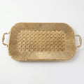 A419-19 Rectangular Gold Metal Decorative Tray with Handles (Small / Medium)