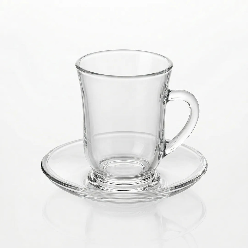 1434BPLAIN Glassware Set 18 Pieces Cups & Bowls with Saucers