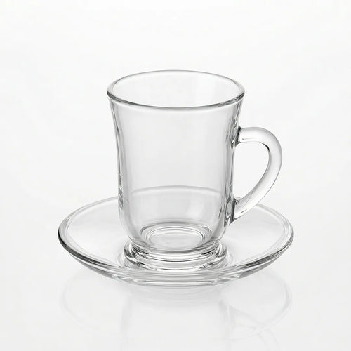 1434BPLAIN Glassware Set 18 Pieces Cups & Bowls with Saucers