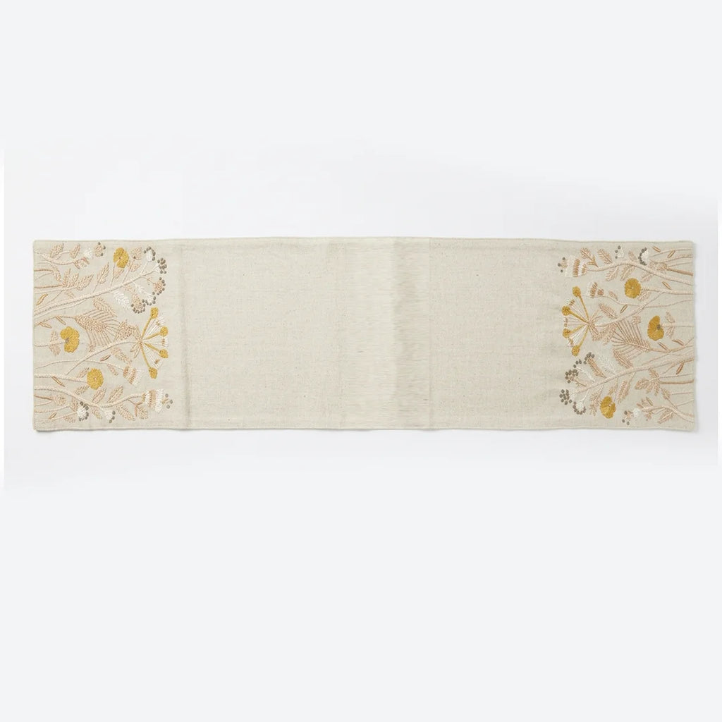 TR RUN 005A Artisanal Wildflower Embroidered Table Runner – 145 × 33 cm