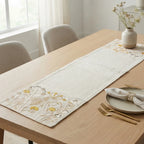 TR RUN 005A Artisanal Wildflower Embroidered Table Runner – 145 × 33 cm