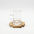 1470B45TK Glassware Set 18 Pieces Tea Cups & Bowls with Wooden Saucers