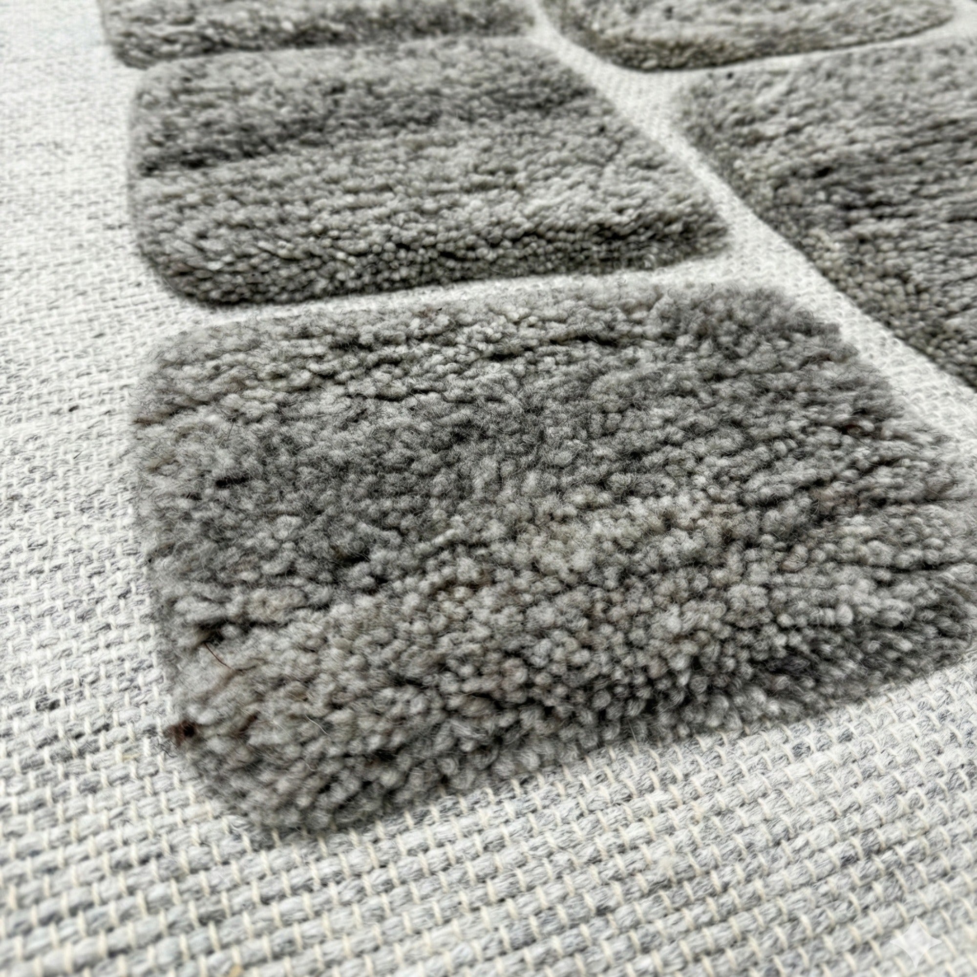 PHRG0046 سجادة بيترا النيوزيلندية المصنوعة يدويًا من الصوف - رمادي عضوي | 200×300 سم