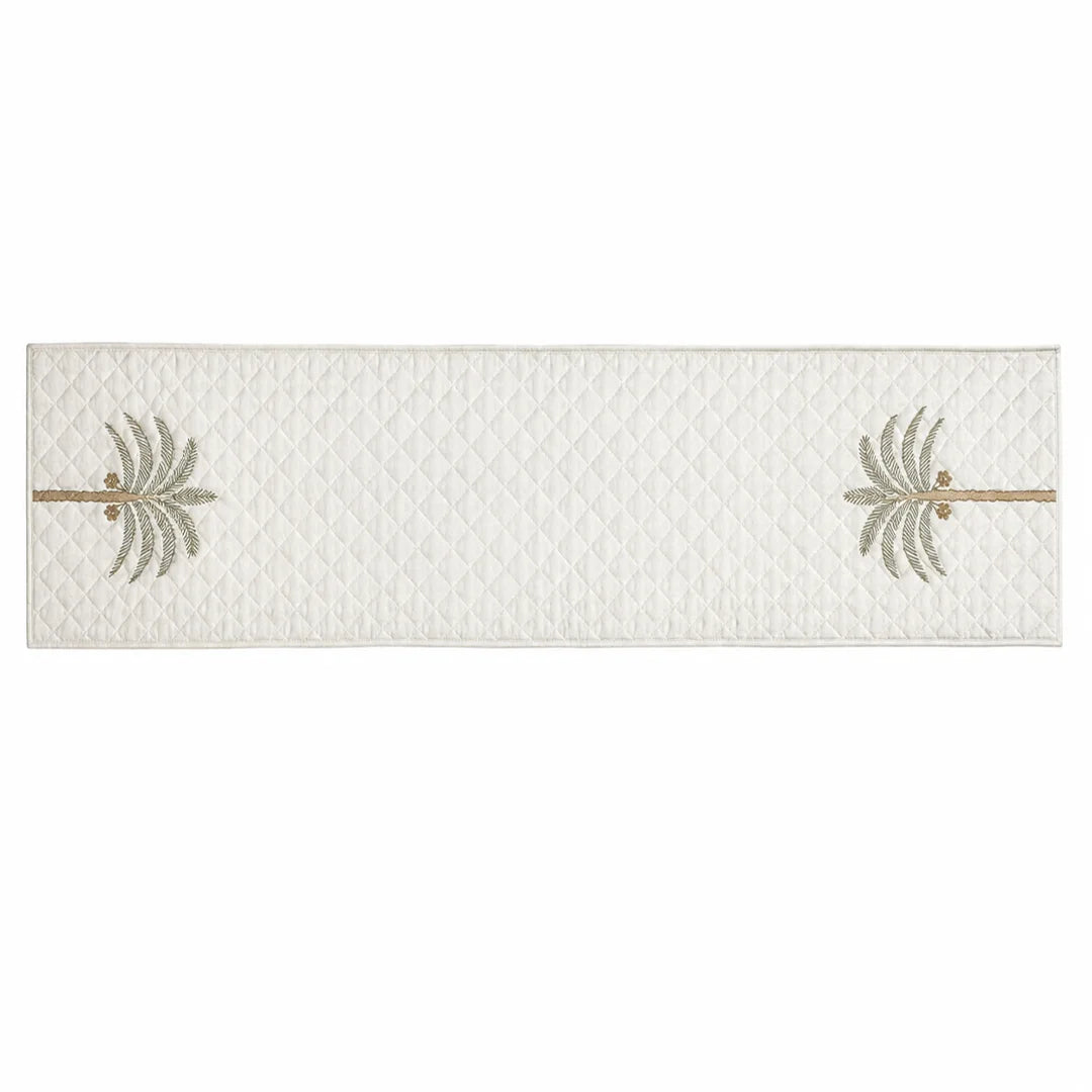 TR RUN 009B -Quilted Palm Tree Embroidered Table Runner – 177 × 33 cm