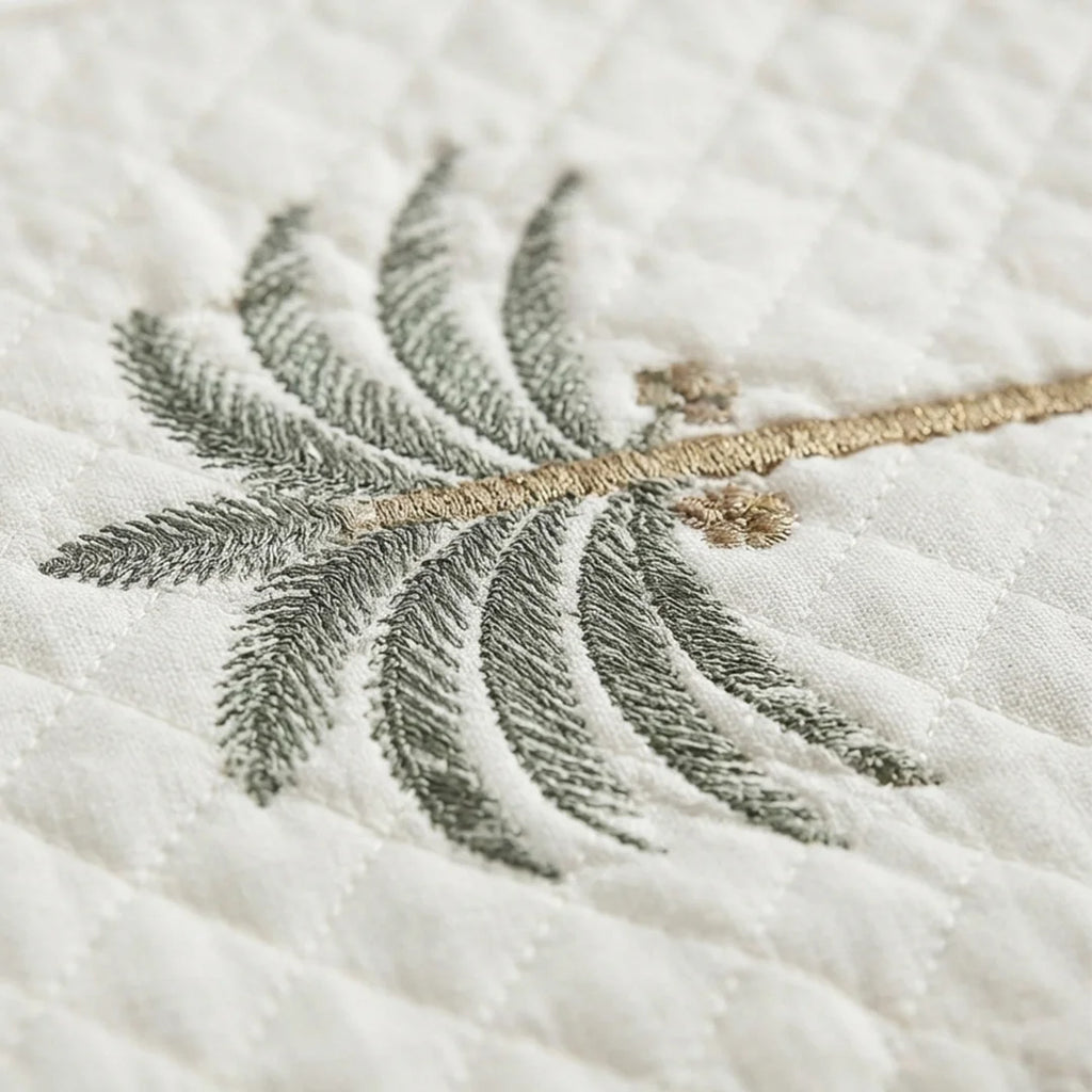 TR RUN 009B -Quilted Palm Tree Embroidered Table Runner – 177 × 33 cm