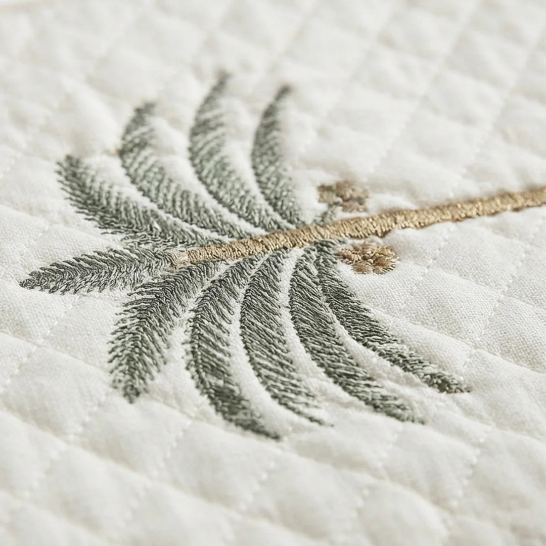TR RUN 009B -Quilted Palm Tree Embroidered Table Runner – 177 × 33 cm