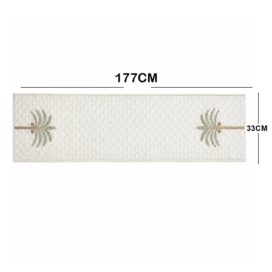 TR RUN 009B -Quilted Palm Tree Embroidered Table Runner – 177 × 33 cm