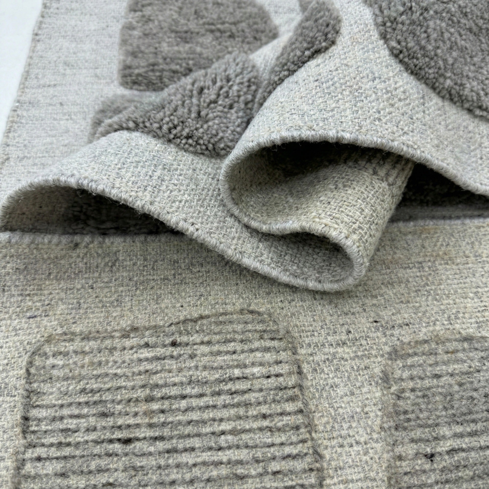 PHRG0046 سجادة بيترا النيوزيلندية المصنوعة يدويًا من الصوف - رمادي عضوي | 200×300 سم