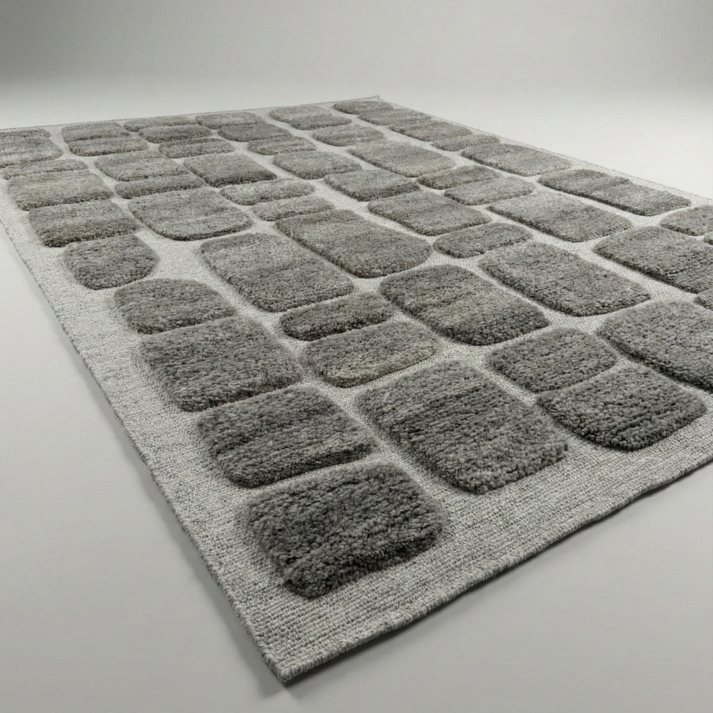 PHRG0046 سجادة بيترا النيوزيلندية المصنوعة يدويًا من الصوف - رمادي عضوي | 180×230 سم