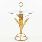 JS416-31 Gold Glass Top Side Table 40cm Metal Decorative Accent Table