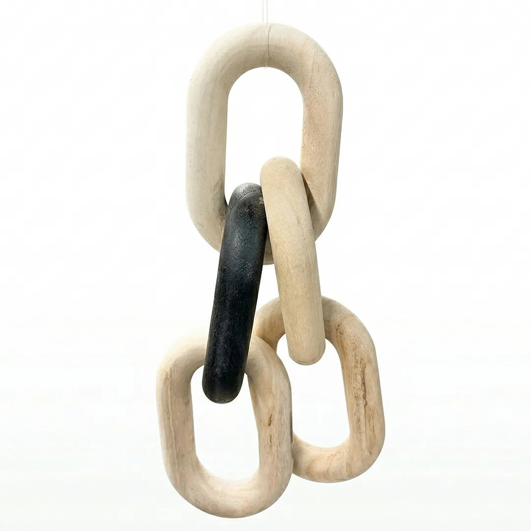 04947-6 Luhpar Wooden Link Hanging Decor Natural & Black Finish