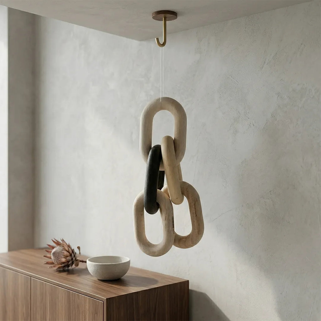 04947-6 Luhpar Wooden Link Hanging Decor Natural & Black Finish