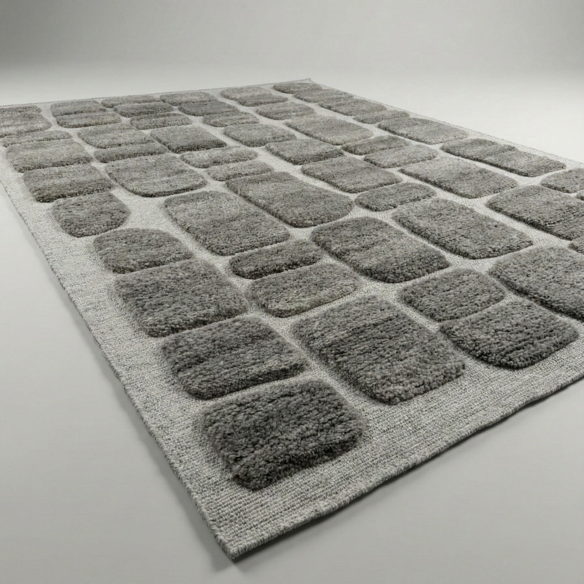 PHRG0046 سجادة بيترا النيوزيلندية المصنوعة يدويًا من الصوف - رمادي عضوي | 200×300 سم