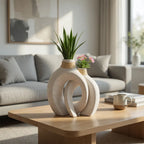 20251020 Ceramic Vase Set 2 Pieces Hollow Design Beige