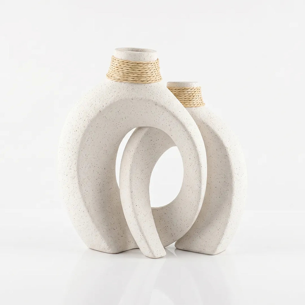 20251020 Ceramic Vase Set 2 Pieces Hollow Design Beige