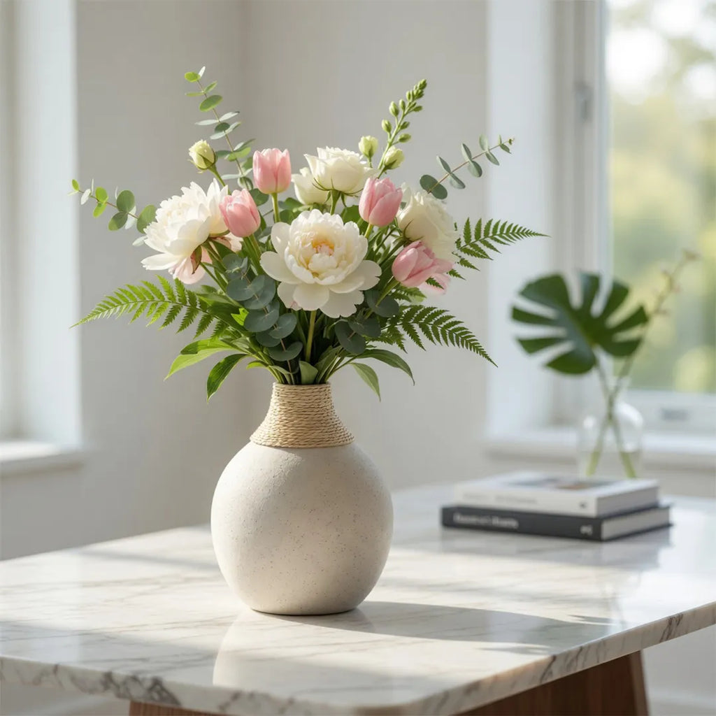 20251023 Ceramic Vase with Rope Neck Beige 26 cm