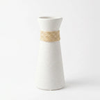 20251025 Tall Ceramic Vase with Rope Detail Beige 28 cm