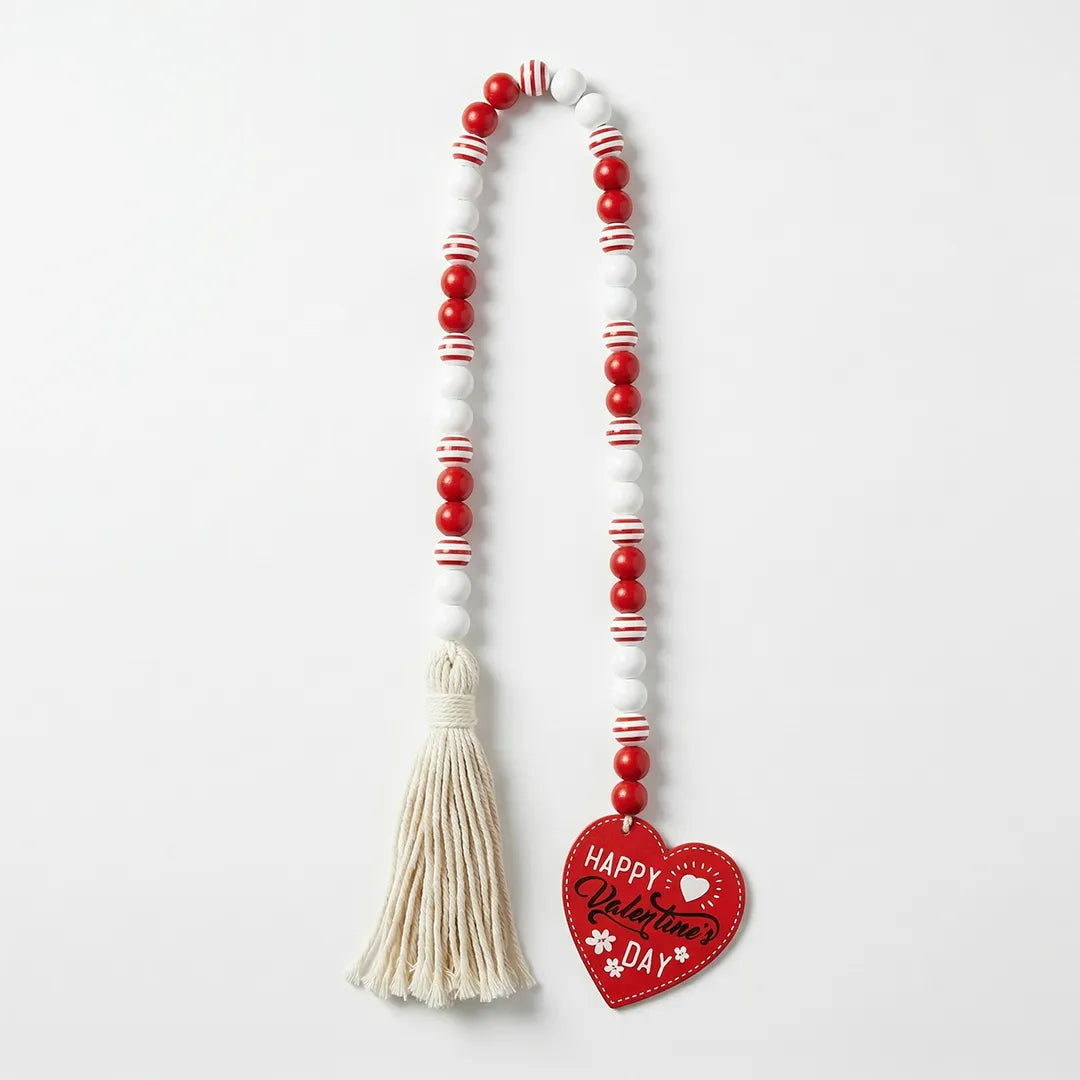 1024-11 Luhpar Valentine Decorative Bead Hanging with Heart Tag & Tassel