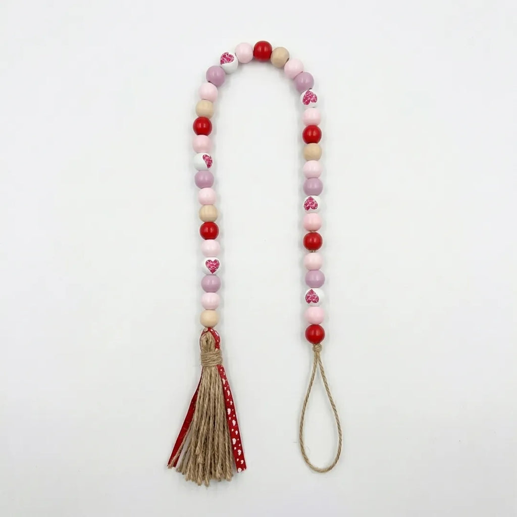 1024-14 Luhpar Decorative Bead Hanging with Heart Accents & Tassel