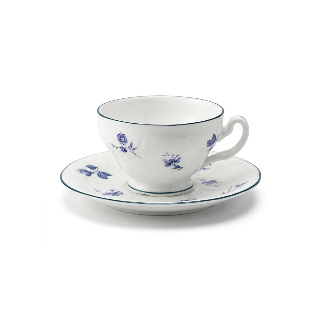AB-016 Blue Azure Porcelain Coffee Cup & Saucer Set of 12 with Blue Rim – 90 ml