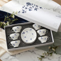 AB-016 Blue Azure Porcelain Coffee Cup & Saucer Set of 12 with Blue Rim – 90 ml