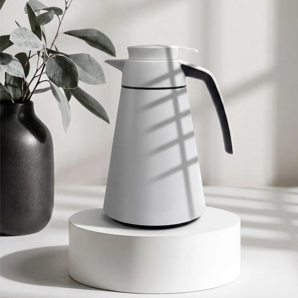 2253438 EMSA Cone Thermal Flask 1L White & Black Finish