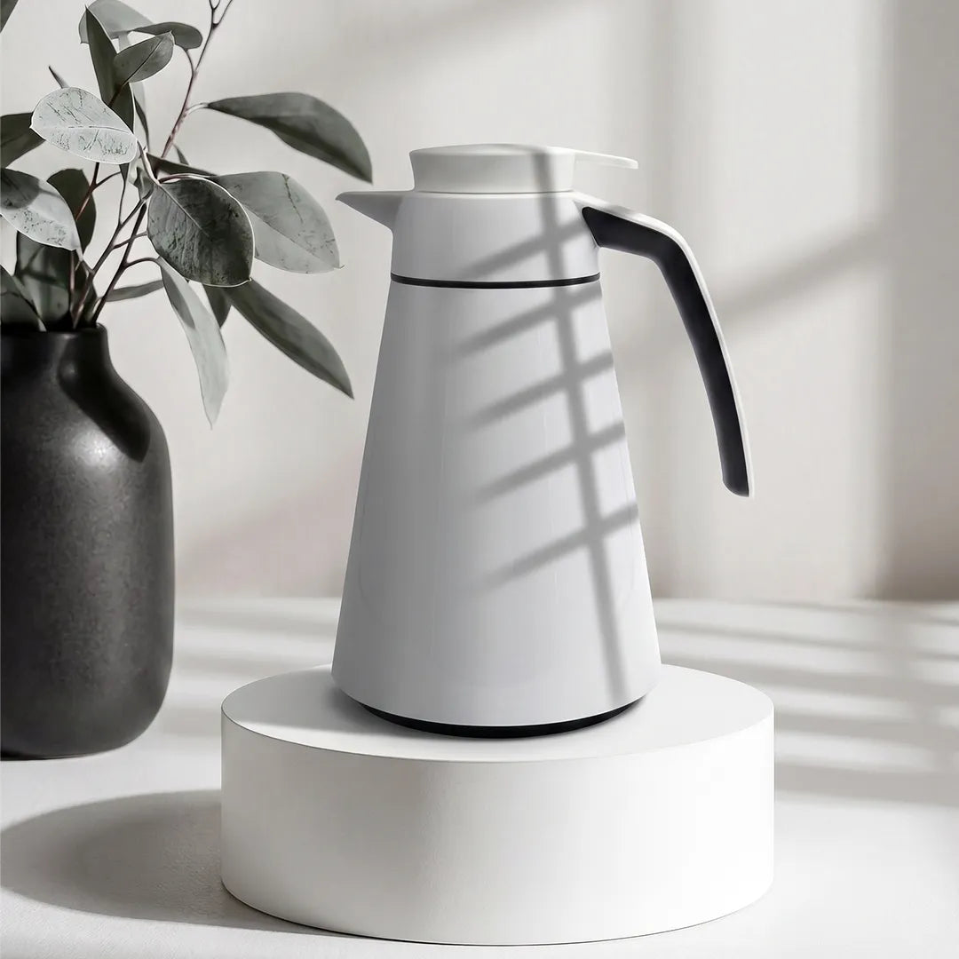 2253438 EMSA Cone Thermal Flask 1L White & Black Finish