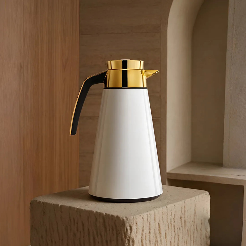 2259126 EMSA Cone Thermal Flask 1.5L White & Gold Finish