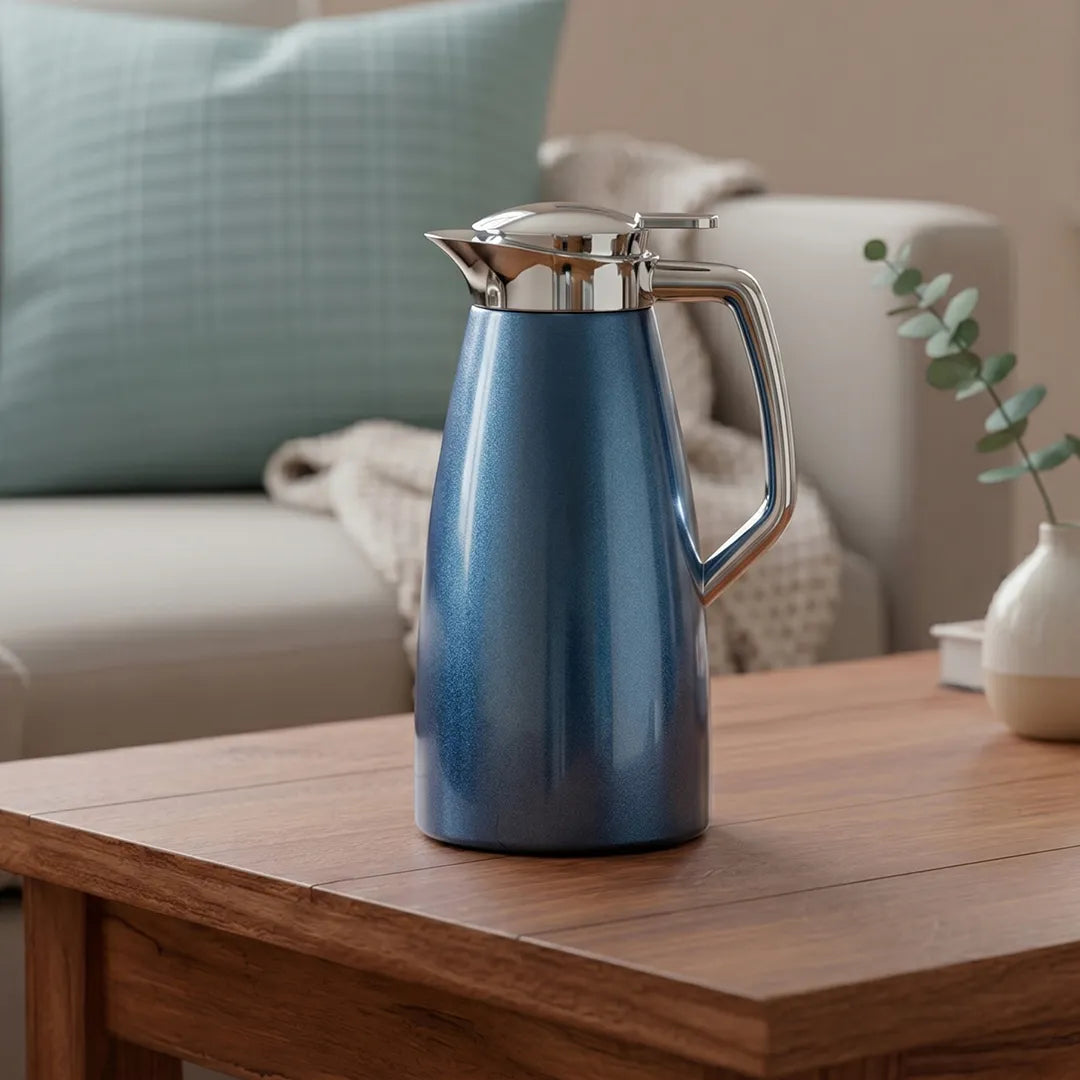 2259589 EMSA Plaza Blue Vacuum Jug Thermal Flask 1L