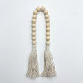94842-01 Luhpar Wooden Tasbih Bead Decor with Tassel Natural Finish