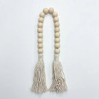 94842-01 Luhpar Wooden Tasbih Bead Decor with Tassel Natural Finish