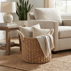 26330-10 Handwoven Round Storage Basket with Rope Handles – Small & Medium