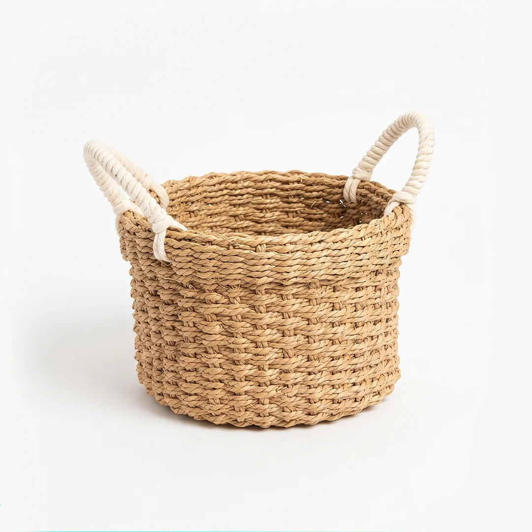 26330-10 Handwoven Round Storage Basket with Rope Handles – Small & Medium