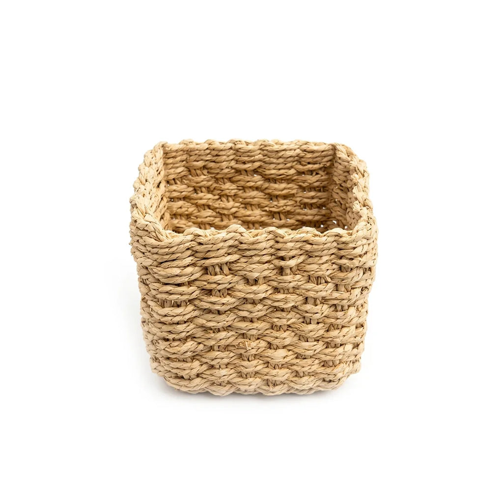26330-11 Handwoven Square Water Hyacinth Storage Basket – Small, Medium & Large