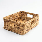 26330-14 Natural Rectangular Water Hyacinth Storage Basket with Cutout Handles – Small & Medium