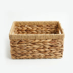26330-16 Natural Rectangular Water Hyacinth Storage Basket with Integrated Handles – Small, Medium & Large