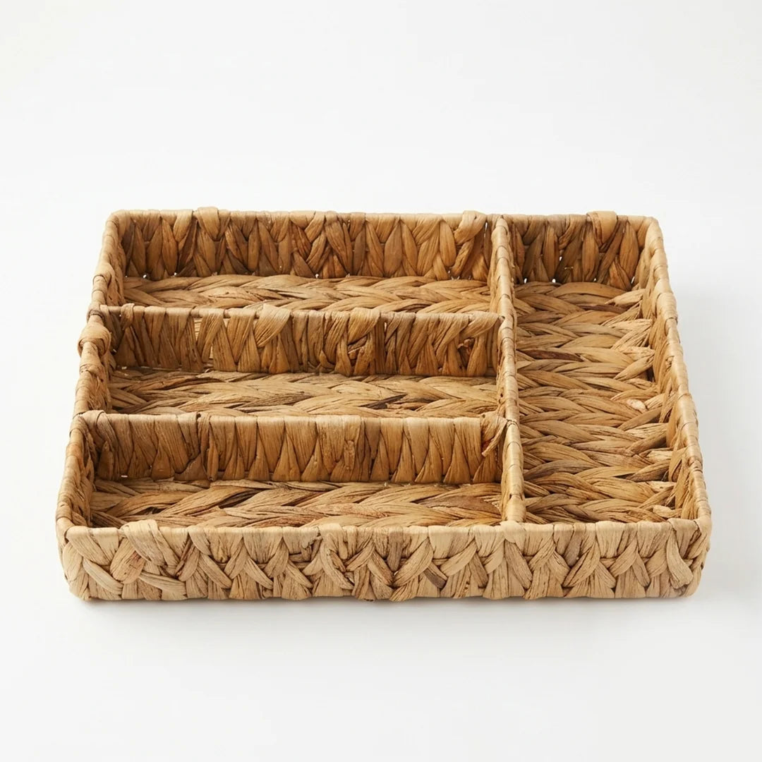 26330-18 Natural Woven Rectangular Cutlery Organizer Tray
